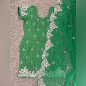 Green White Silver Heavy Salwaar Kameez